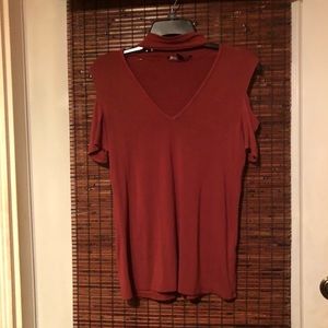 Brick red choker top